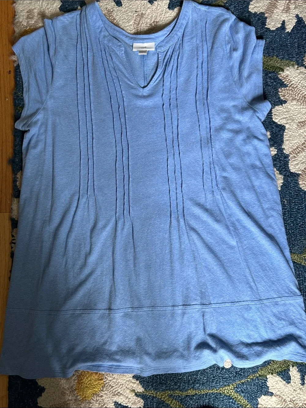Light Blue Women's Knit V-Neck Top